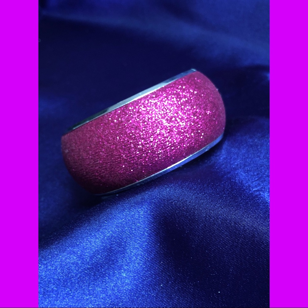 Pink glitter wide bangle